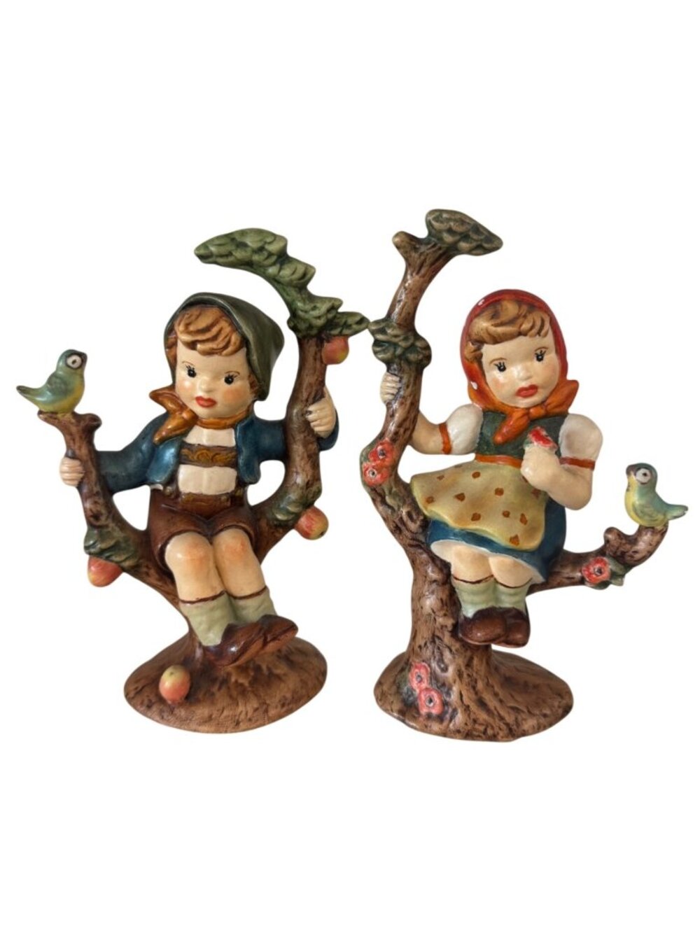 Set Of 2 Vintage Figurines Boy & Gir Hand-Painted Ceramic Decor 7" X 4"